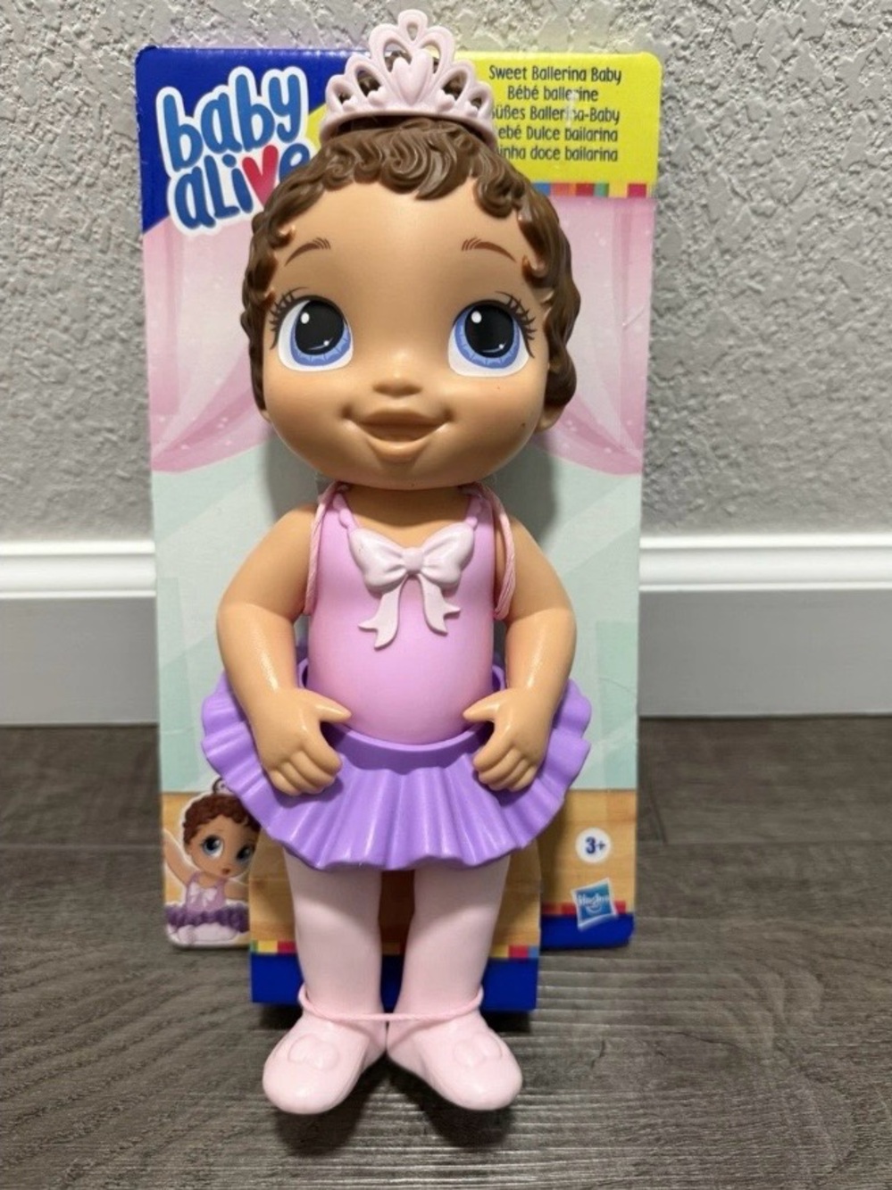 NEW Baby Alive Doll Sweet Ballerina Baby Plastic 10.5" Brown Hair Tiara Dress